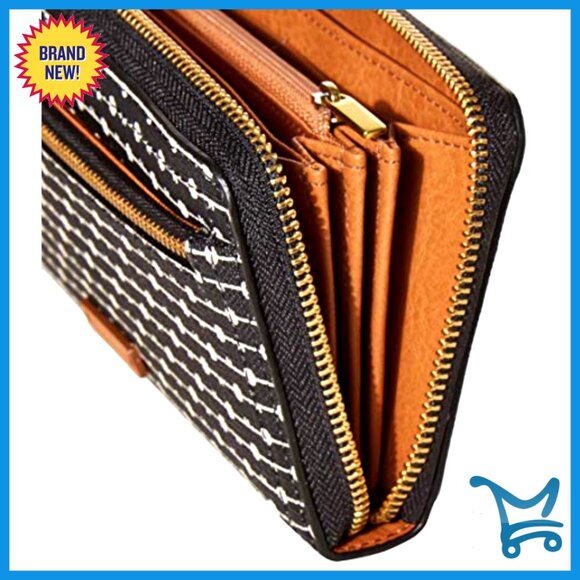 Leather RFID-Blocking Zip Clutch Wallet with Detachable Wristlet Strap